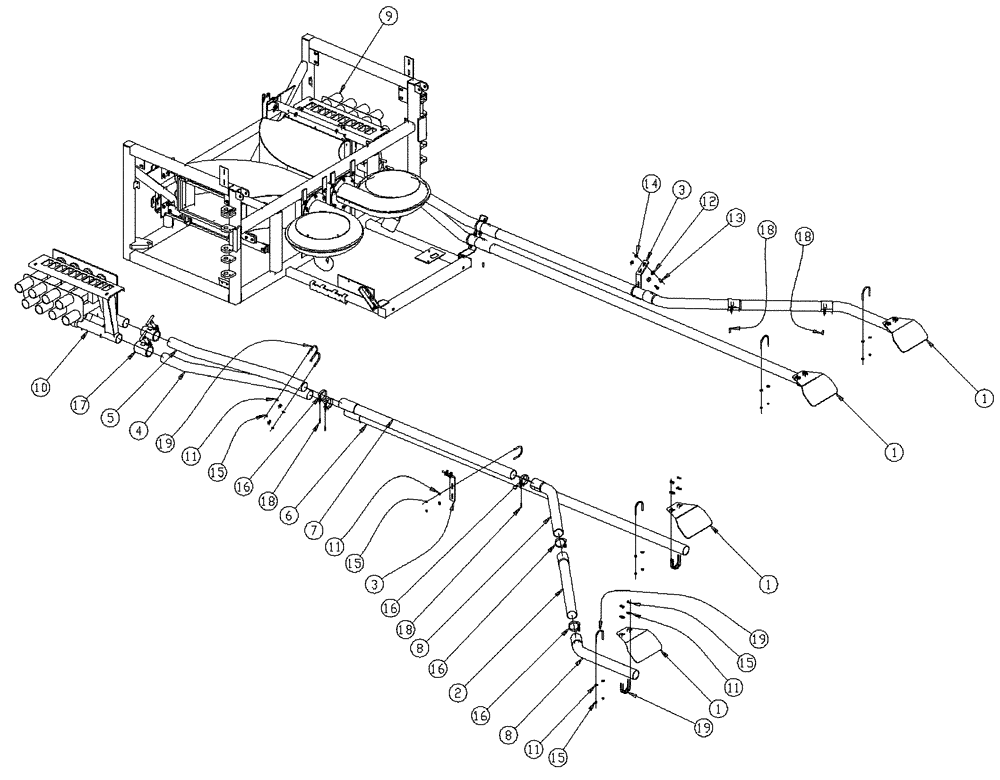 Схема запчастей Case IH 437 - (04-003) - TUBES GROUP, MID, 2.5 Boom Group