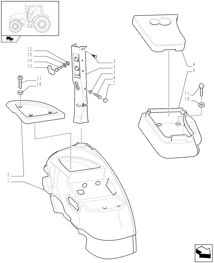 Схема запчастей Case IH PUMA 115 - (1.93.0[01A]) - CONTROLS COVER - D6742 (10) - OPERATORS PLATFORM/CAB