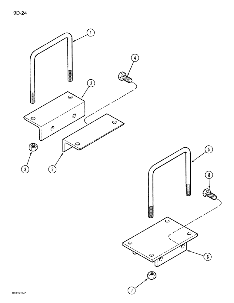 Схема запчастей Case IH 950 - (9D-24) - MOUNTING BRACKETS, RIDGE TILLAGE ATTACHMENT, NARROW ROW PLANTERS, RIGID (09) - CHASSIS/ATTACHMENTS