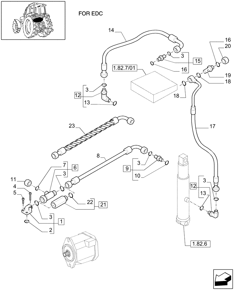 Схема запчастей Case IH MXU115 - (1.82.1/06) - (VAR.269) FIXED DELIVERY PUMP WITH 24X24 GEARBOX - HYDRAULIC LIFT PIPES (07) - HYDRAULIC SYSTEM