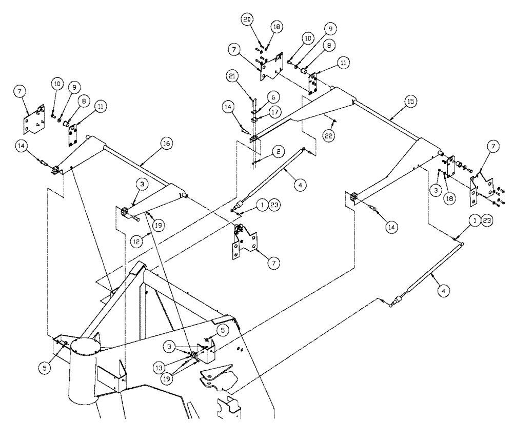 Схема запчастей Case IH FLX3330B - (04-011) - HOOD MOUNTING Frame & Suspension