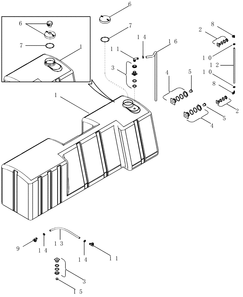 Схема запчастей Case IH 2555 - (09B-01) - WATER TANK (14) - WATER SYSTEM