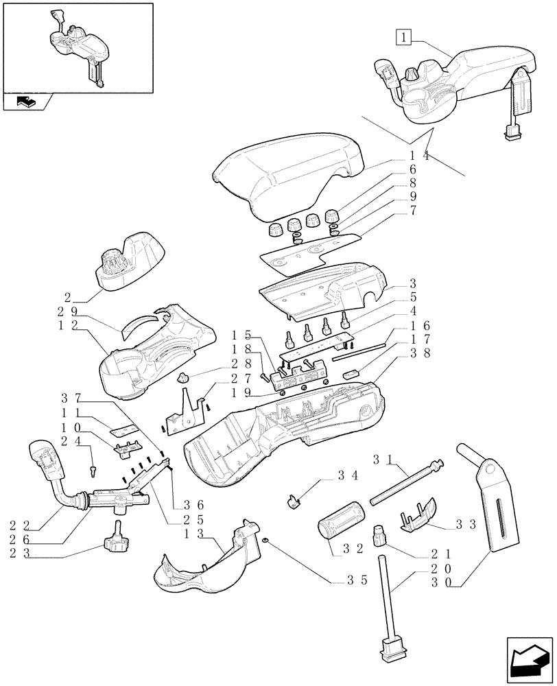 Схема запчастей Case IH PUMA 140 - (1.97.0/01A) - ARMREST - C5817 (VAR.331021) (10) - OPERATORS PLATFORM/CAB