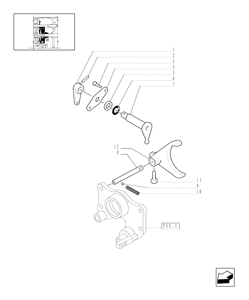 Схема запчастей Case IH MXU115 - (1.32.3/01[02]) - (VAR.100/1) CREEPER TRANSMISSION FOR TRANSMISSION 12X12 - CONTROL REDUCTION (03) - TRANSMISSION