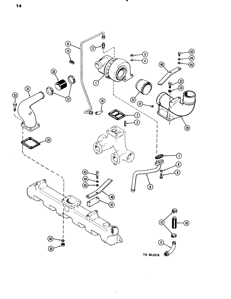 Схема запчастей Case IH 451BDT - (014) - TURBOCHARGER, ENGINE LESS FUEL DEVICE, 451BDT TURBOCHARGED ENGINES (02) - ENGINE