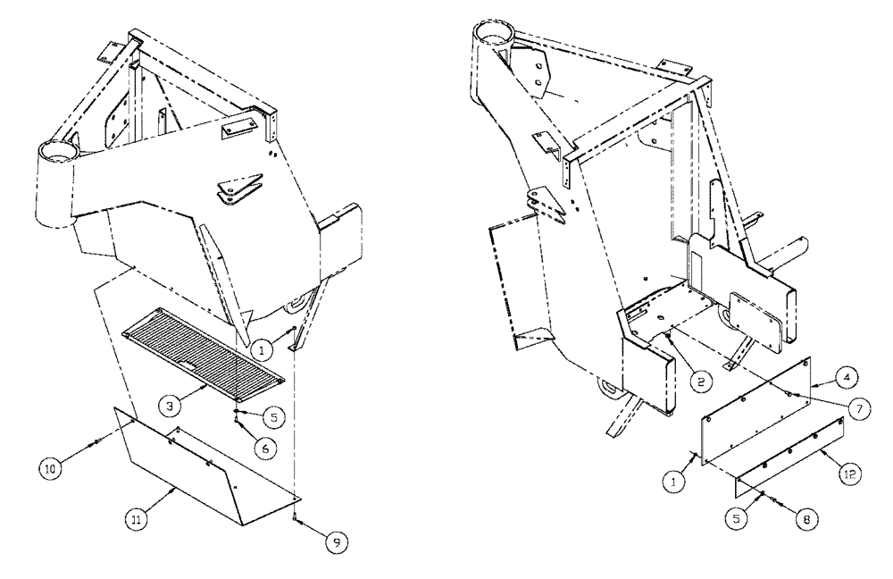 Схема запчастей Case IH FLX3330B - (04-010) - LOWER BAFFLE COMPONENTS Frame & Suspension