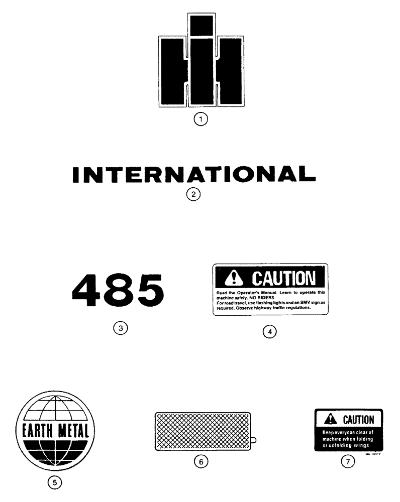 Схема запчастей Case IH 485 - (9-17) - DECALS, INTERNATIONAL (09) - CHASSIS/ATTACHMENTS