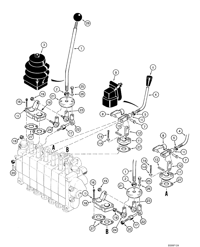 Схема запчастей Case IH 1845C - (08-38) - VALVE, CONTROL - BACKHOE (NORTH AMERICA), D100, D100XR (08) - HYDRAULICS