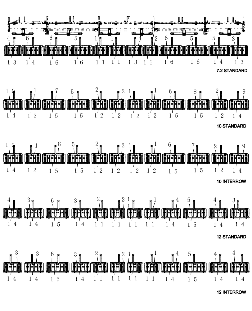 Схема запчастей Case IH ATX400 - (6.060.1) - GANG FRAME PARTS LAYOUT 57 Packer Gang Assemblies and Frames