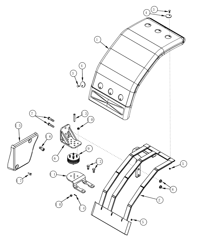 Схема запчастей Case IH MX200 - (09-07) - FENDERS FRONT, WIDE (09) - CHASSIS/ATTACHMENTS