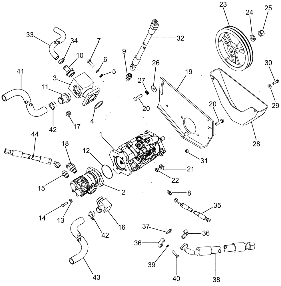 Схема запчастей Case IH 625 - (35.910.24) - PACKAGER HYDRAULIC PUMP SYSTEM (35) - HYDRAULIC SYSTEMS