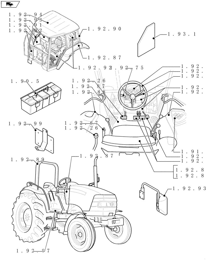Схема запчастей Case IH FARMALL 95 - (SEC. 10) - DRIVERS COMPARTMENT (00) - GENERAL