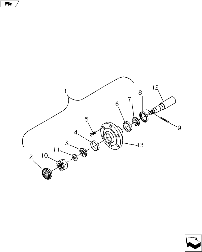 Схема запчастей Case IH 527B - (44.100.01) - HUBS & SPINDLES (44) - WHEELS