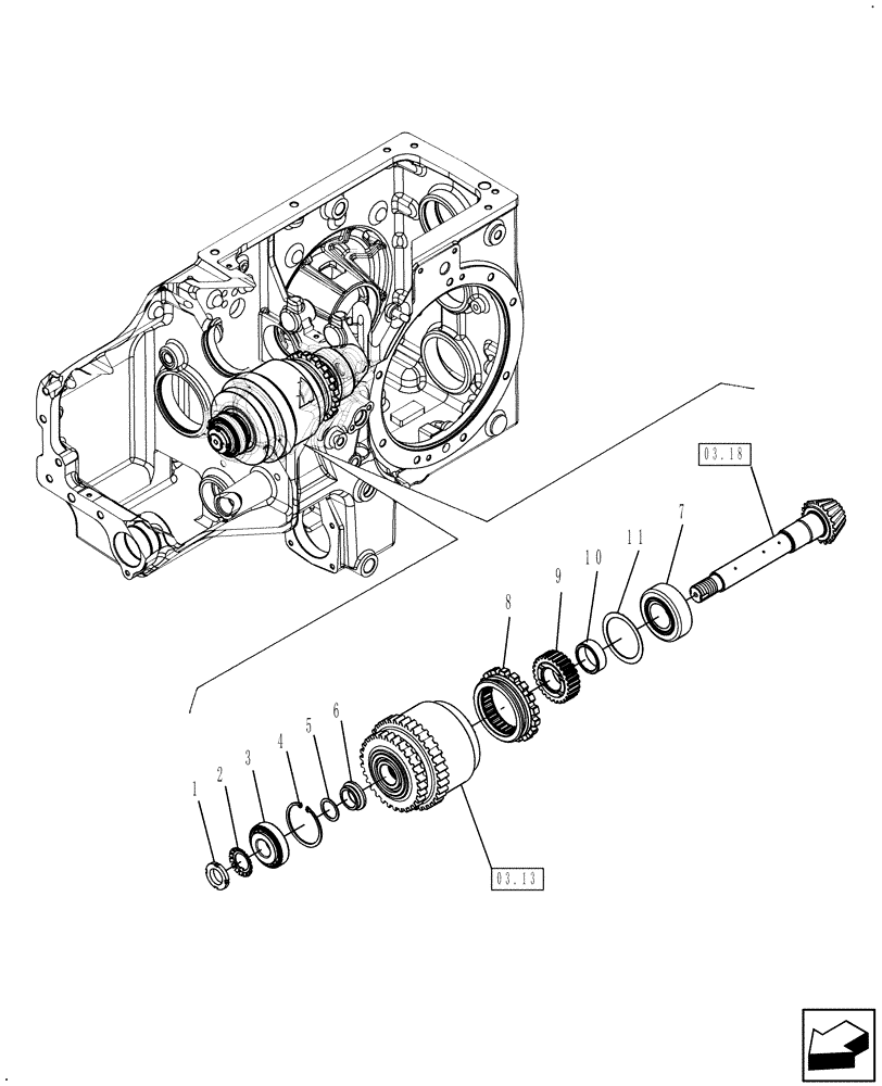 Схема запчастей Case IH FARMALL 50 - (03.12) - PLANETARY GEAR (03) - TRANSMISSION