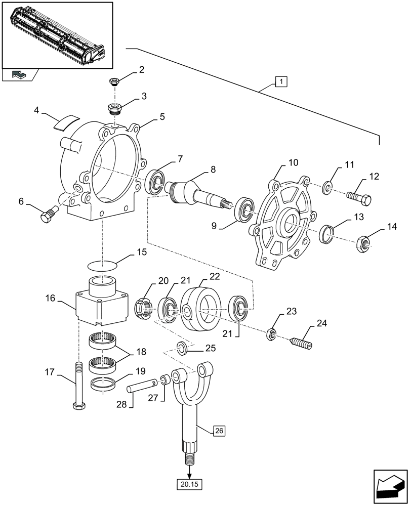 Схема запчастей Case IH 2030 - (20.16[01]) - WOBBLE BOX (20) - HEADER