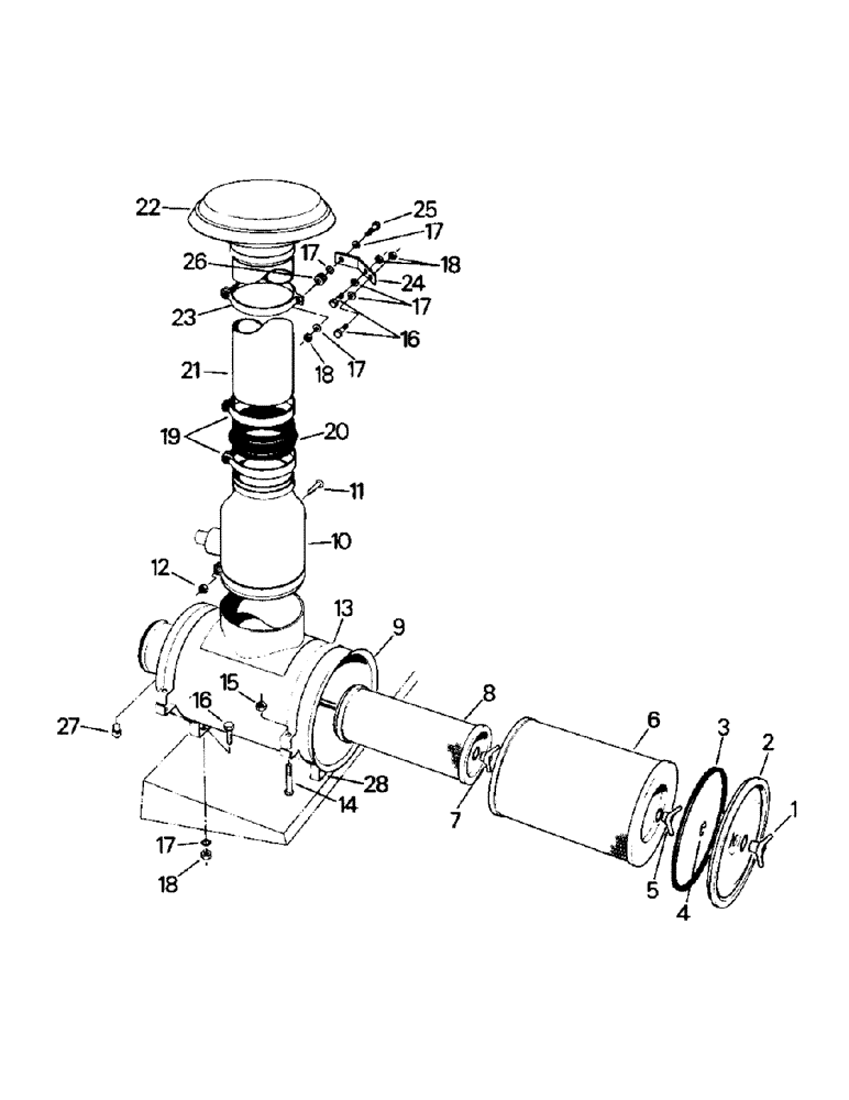 Схема запчастей Case IH PT225 - (04-19) - PT 225, PT 250, PT 270, PTA 270 & PTA 296 AIR CLEANER & MOUNTING (04) - Drive Train