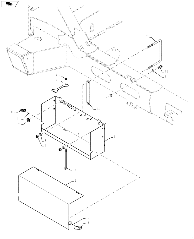 Схема запчастей Case IH 3330 - (55.301.01[01]) - BATTERY BOX GROUP - BSN Y9T026055 (55) - ELECTRICAL SYSTEMS