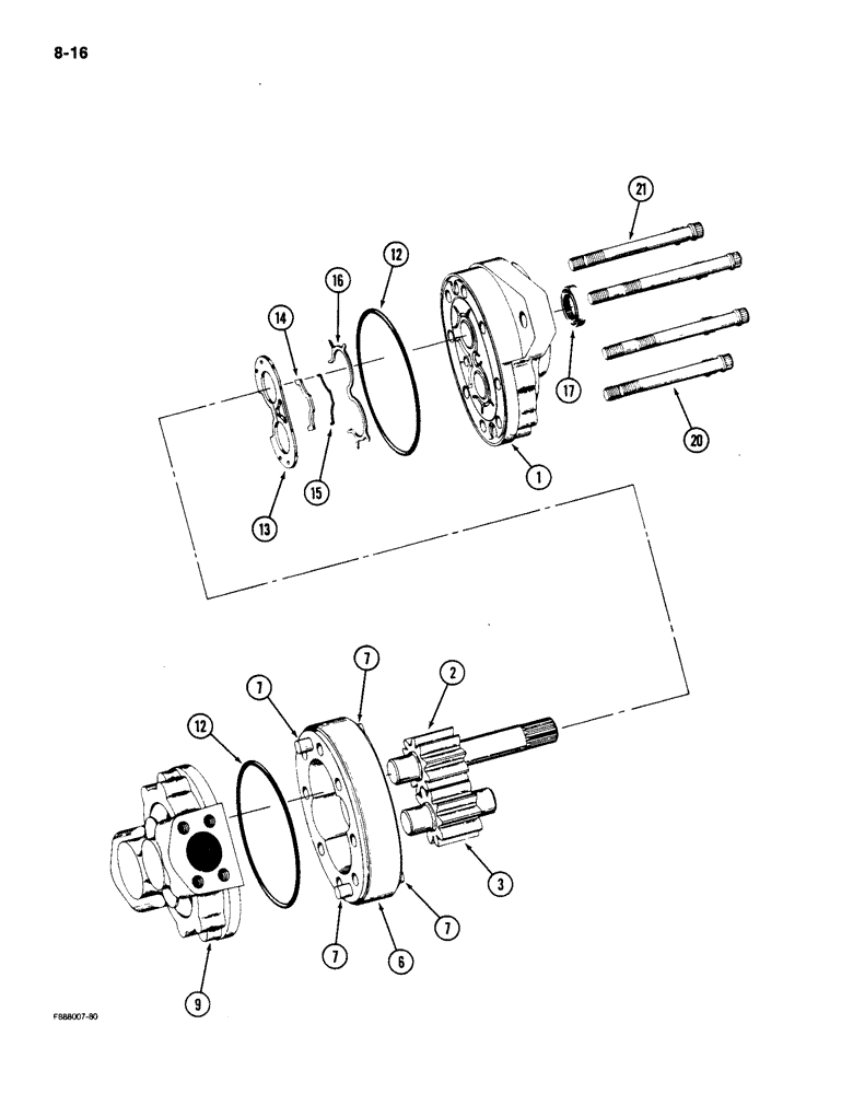 Схема запчастей Case IH 9150 - (8-16) - HYDRAULIC GEAR PUMP ASSEMBLY (08) - HYDRAULICS