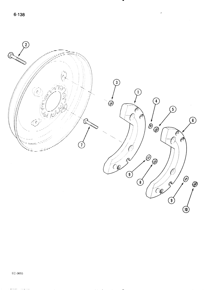 Схема запчастей Case IH 595 - (6-138) - REAR WHEEL WEIGHTS, SPLIT TYPE, BAR TYPE AXLE (06) - POWER TRAIN