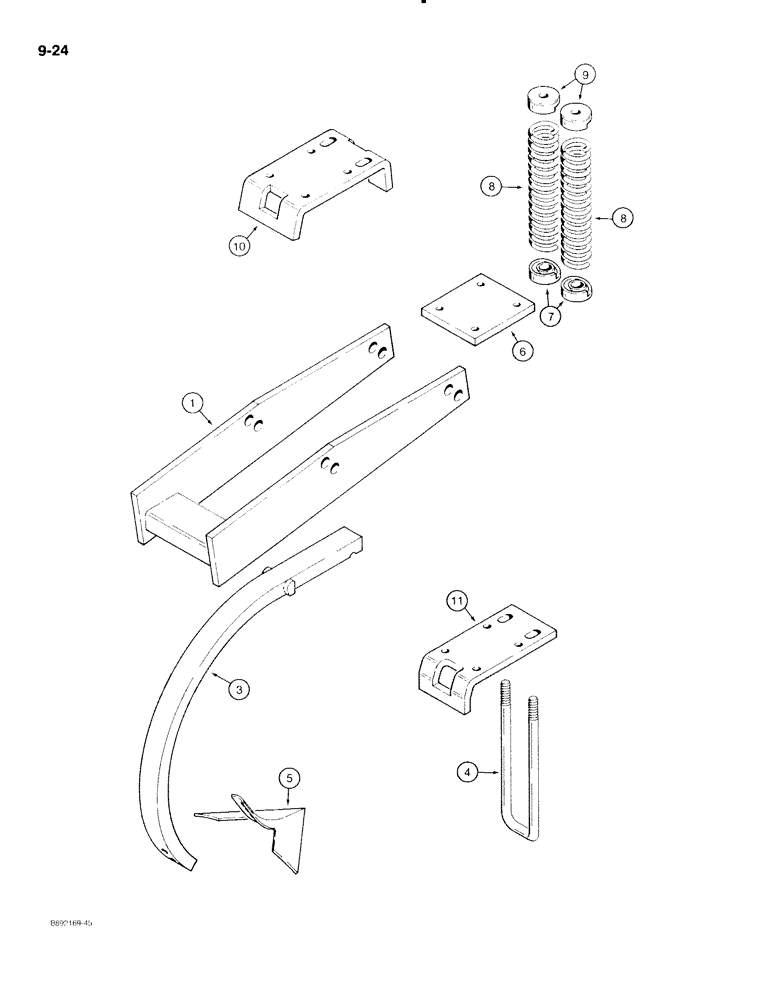 Схема запчастей Case IH 596 - (9-24) - CENTER SHANK ATTACHMENT - 8 INCH SWEEP, HEAVY DUTY (09) - CHASSIS/ATTACHMENTS