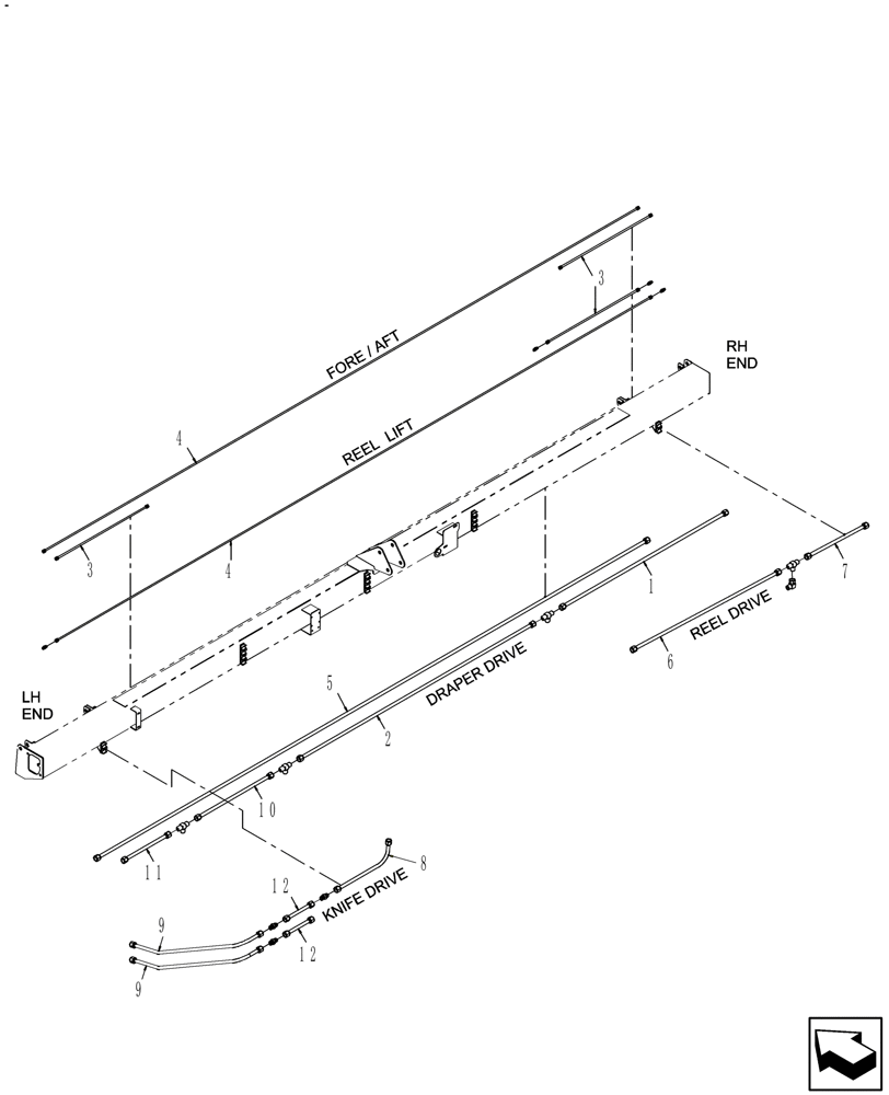 Схема запчастей Case IH DH182 - (20.07.07[01]) - STEEL LINES, 18FT, FROM PIN Y9ZB00735 (07) - HYDRAULICS