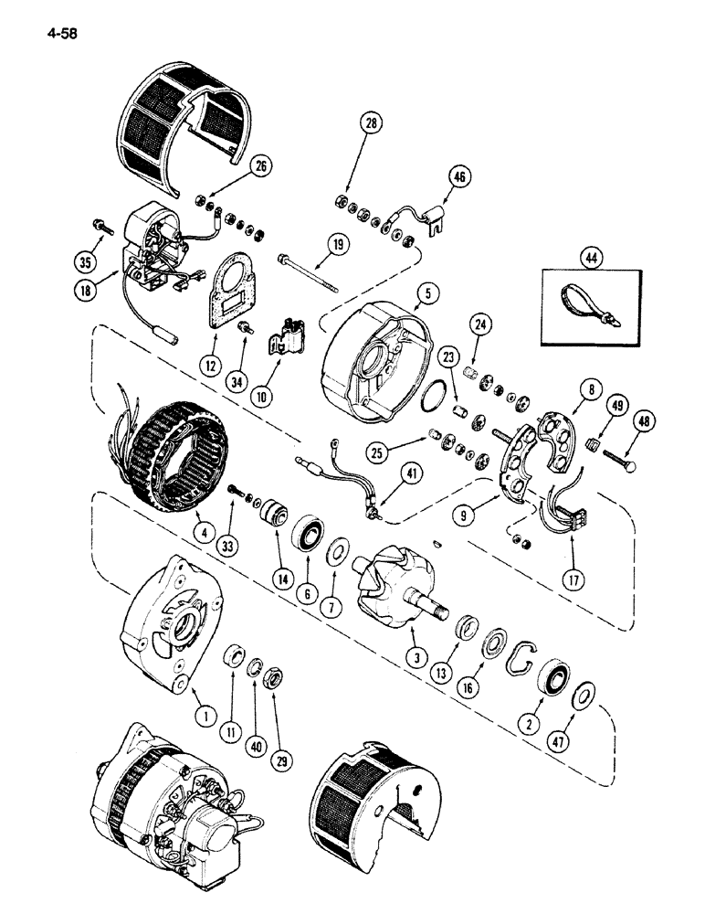 Схема запчастей Case IH 1620 - (4-058) - ALTERNATOR ASSEMBLY, 90 AMPERE (06) - ELECTRICAL