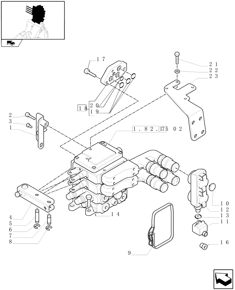 Схема запчастей Case IH PUMA 155 - (1.82.7[01]) - 2 MECHANICAL REAR REMOTE CONTROL VALVES - DISTRIBUTOR, COVER AND OIL COLLECTOR - C6788 (07) - HYDRAULIC SYSTEM