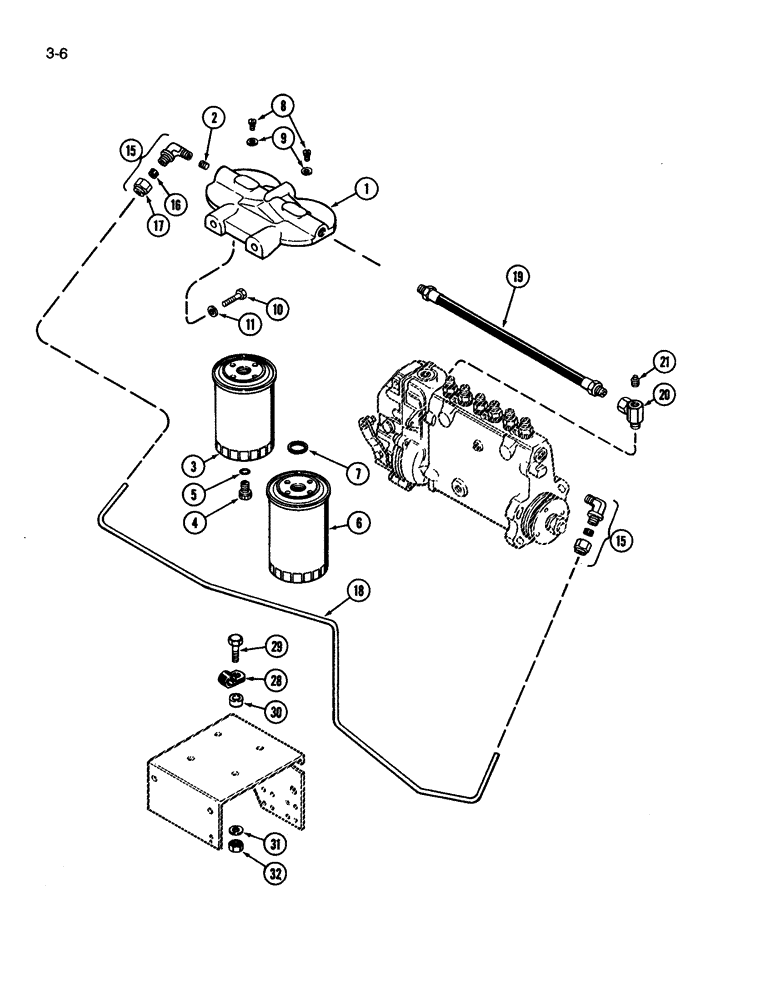 Схема запчастей Case IH 3594 - (3-006) - FUEL INJECTION FILTER SYSTEM, 504BDT DIESEL ENGINE (03) - FUEL SYSTEM