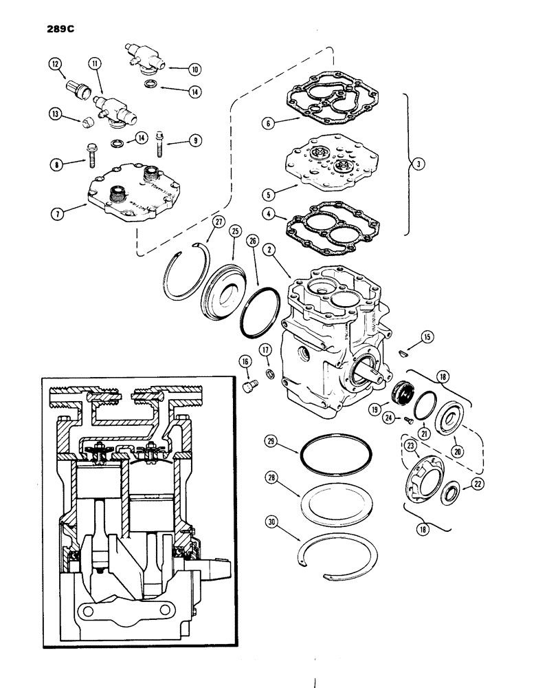 Схема запчастей Case IH 1070 - (289C) - TECUMSEH COMPRESSOR (09) - CHASSIS/ATTACHMENTS