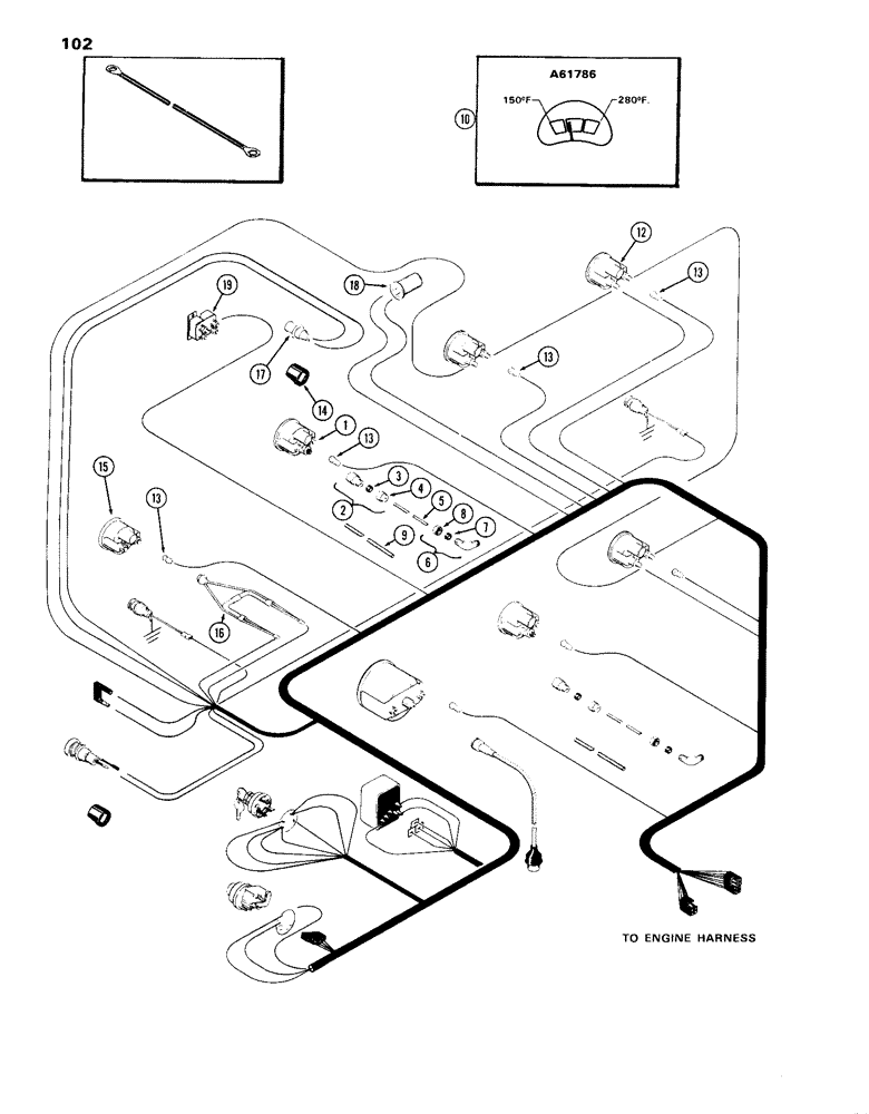 Схема запчастей Case IH 870 - (102) - INSTRUMENTS AND WIRING, (301B) SPARK IGNITION ENGINE (04) - ELECTRICAL SYSTEMS