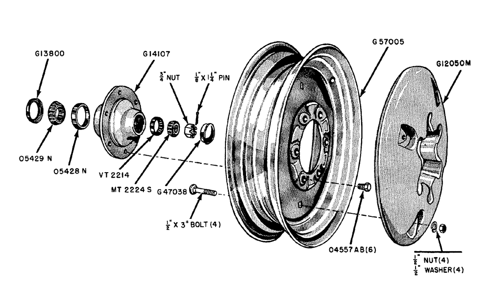 Схема запчастей Case IH 630 - (095) - WHEEL AND HUB - ADJUSTABLE FRONT AXLE GENERAL PURPOSE TRACTOR (06) - POWER TRAIN