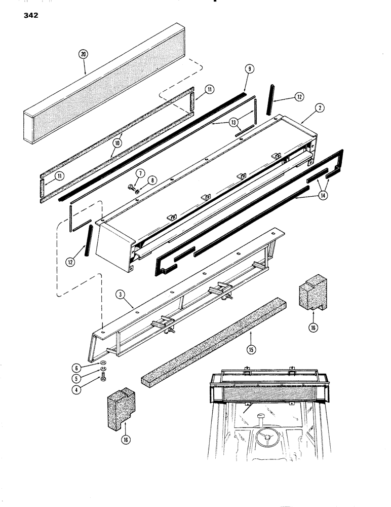 Схема запчастей Case IH 1090 - (342) - CAB, AIR FILTER ATTACHMENT, HINSON (09) - CHASSIS/ATTACHMENTS