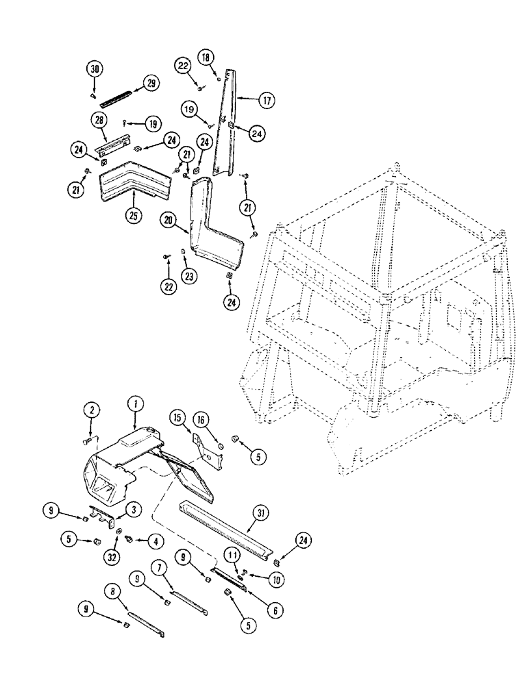 Схема запчастей Case IH 8910 - (9-072) - LEFT REAR FENDER AND PANELS (09) - CHASSIS/ATTACHMENTS