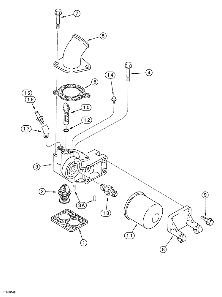 Схема запчастей Case IH 6831TA - (02-048) - THERMOSTAT HOUSING AND WATER FILTER, 6T-830 EMISSIONS CERTIFIED ENGINE, 6TA-830 EMISSIONS CERTIFIED 