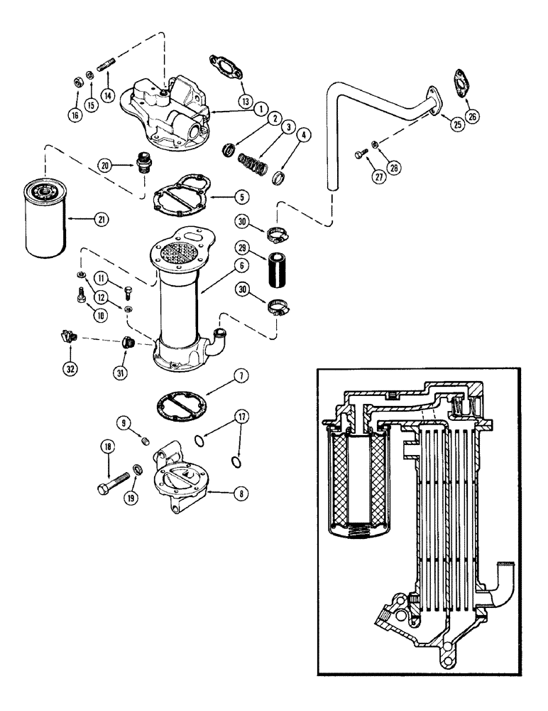 Схема запчастей Case IH 1470 - (008) - OIL FILTER AND HEAT EXCHANGER, (504BDT) DIESEL ENGINE (02) - ENGINE