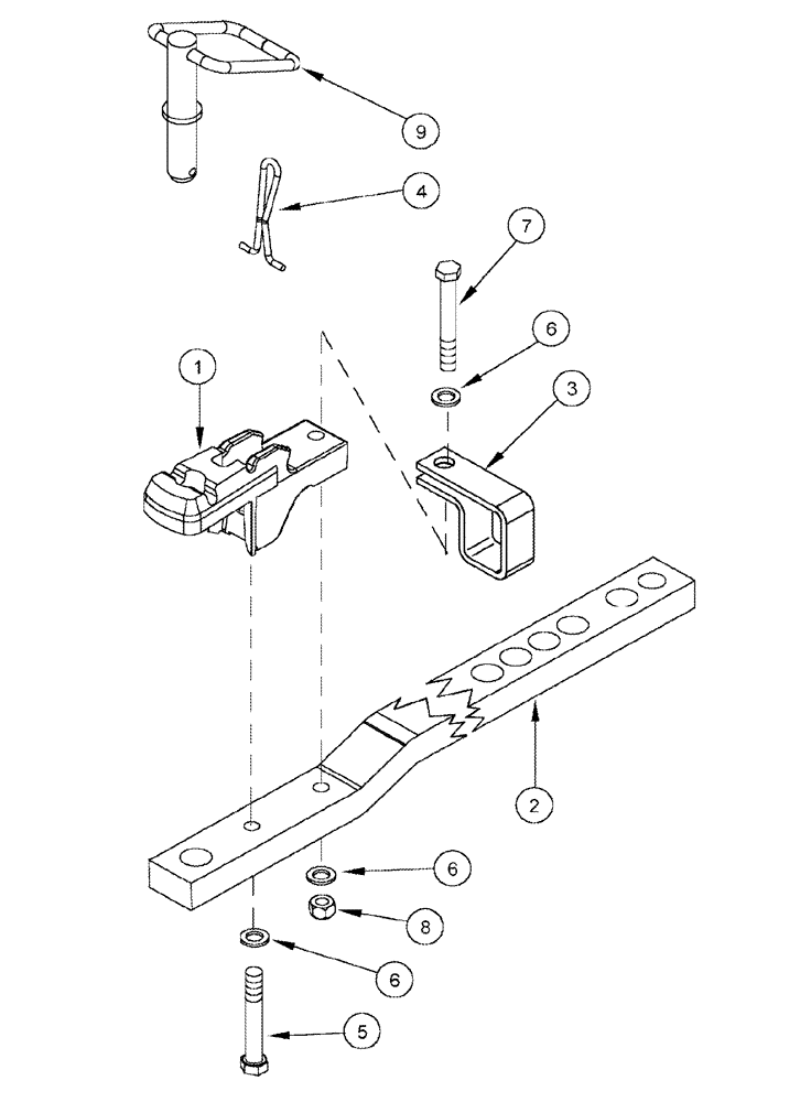 Схема запчастей Case IH 8920 - (9-015A) - DRAWBAR HAMMERSTRAP, OFFSET (09) - CHASSIS/ATTACHMENTS