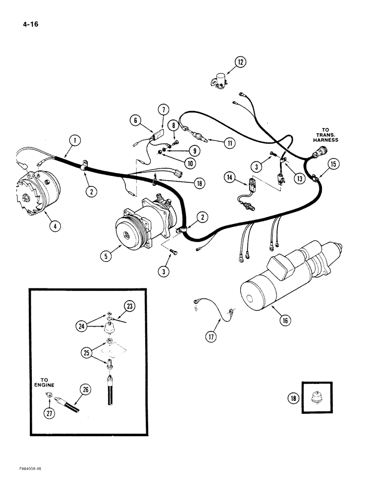 Схема запчастей Case IH STEIGER - (4-016) - ENGINE HARNESS, L-10 ENGINE (04) - ELECTRICAL SYSTEMS