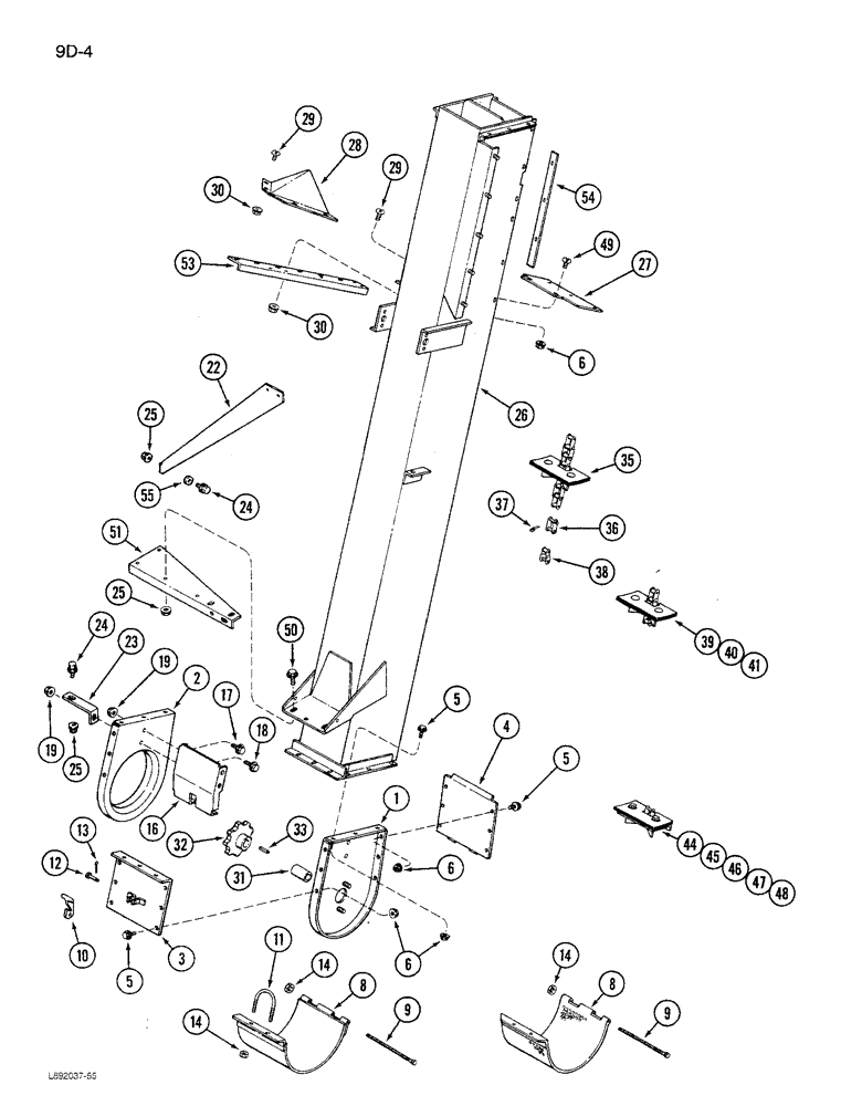 Схема запчастей Case IH 1680 - (9D-04) - GRAIN ELEVATOR HOUSING AND BOOT (16) - GRAIN ELEVATORS & AUGERS