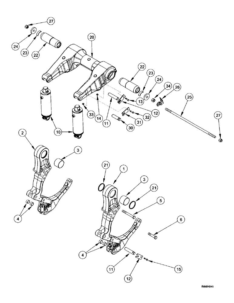 Схема запчастей Case IH MX220 - (9-110) - HITCH SUPPORTS, ROCKSHAFT (09) - CHASSIS/ATTACHMENTS