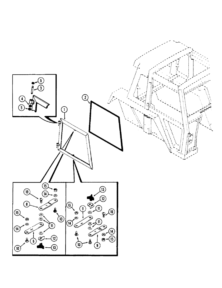 Схема запчастей Case IH 1370 - (468) - CAB, RIGHT HAND SIDE WINDOW (09) - CHASSIS/ATTACHMENTS