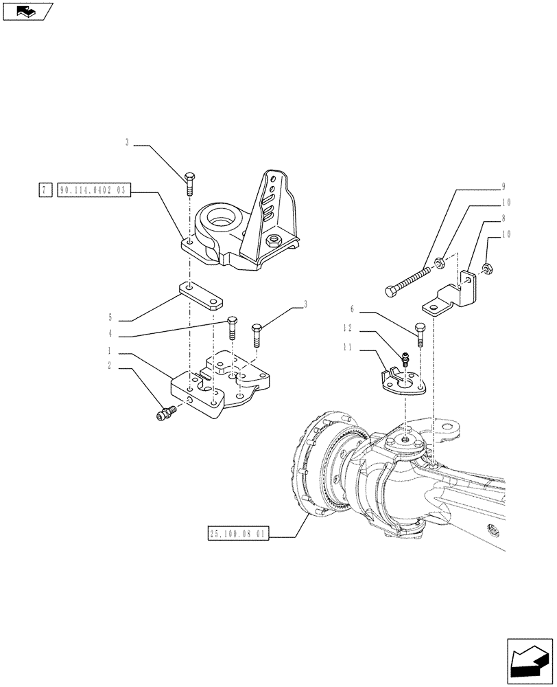 Схема запчастей Case IH FARMALL 75C - (90.114.0402[02]) - DYNAMIC FRONT FENDERS (310MM) - SUPPORTS (VAR.338486 / 743533) (90) - PLATFORM, CAB, BODYWORK AND DECALS