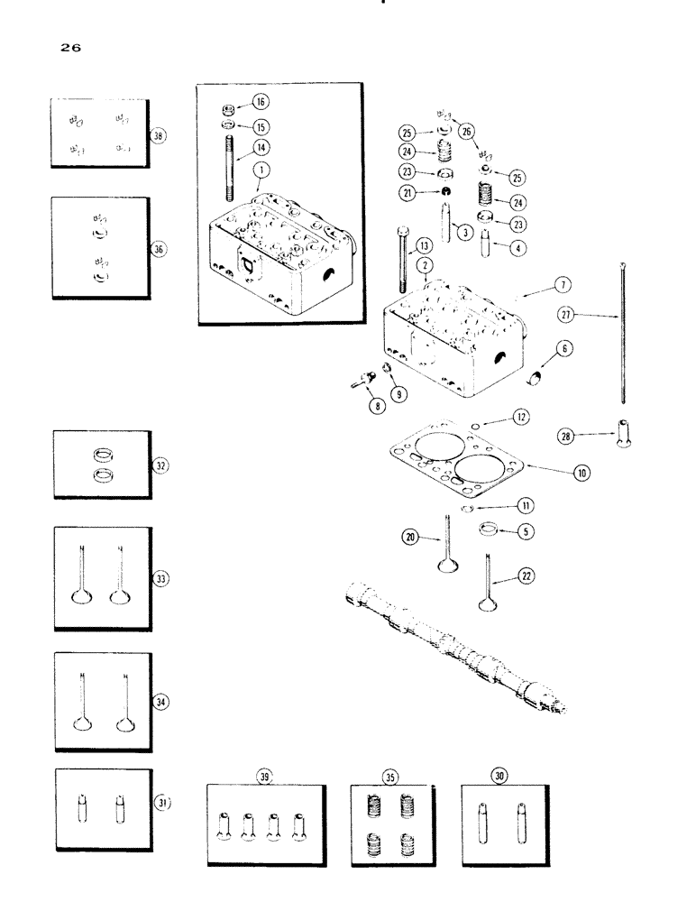 Схема запчастей Case IH 730 SERIES - (026) - CYLINDER HEAD AND VALVES, MODEL 730, 267 DIESEL ENGINE (02) - ENGINE