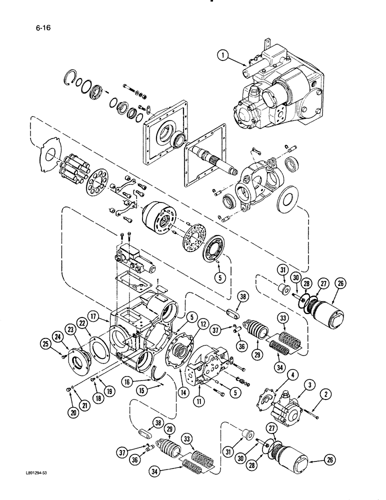 Схема запчастей Case IH 1670 - (6-16) - HYDROSTATIC PUMP (03) - POWER TRAIN