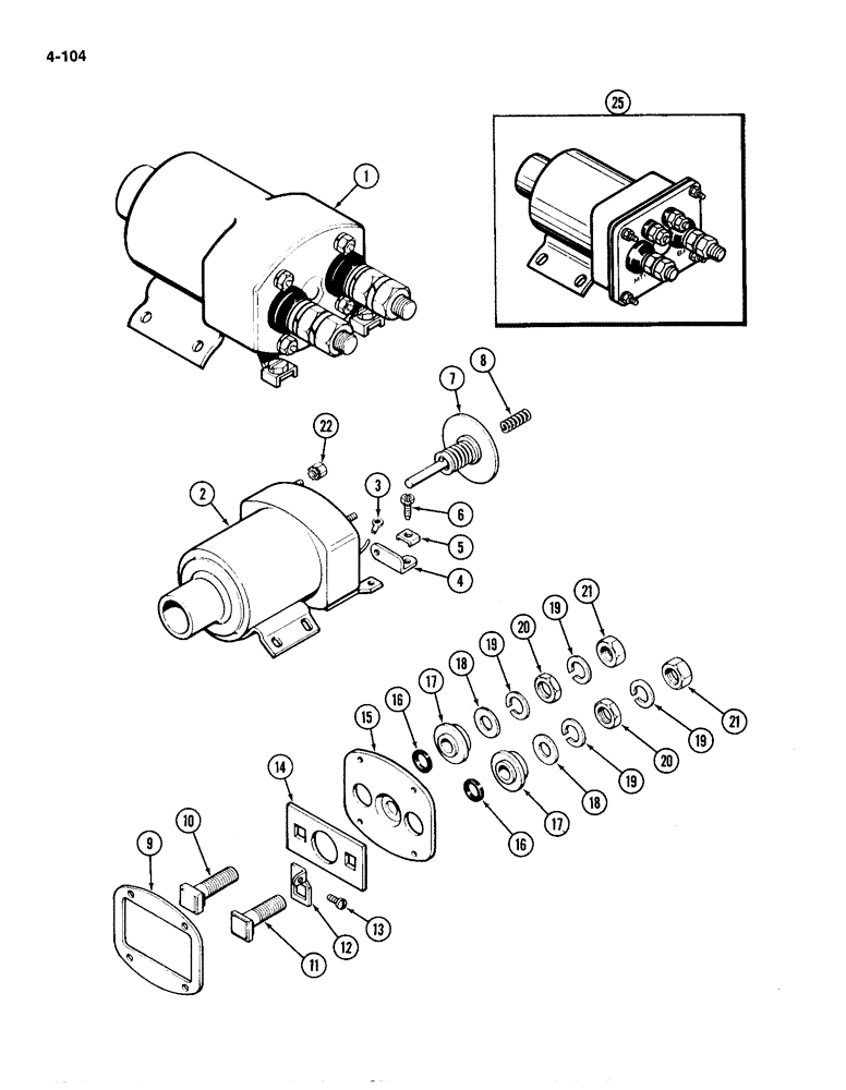 Схема запчастей Case IH 4490 - (4-104) - STARTER SOLENOID (04) - ELECTRICAL SYSTEMS