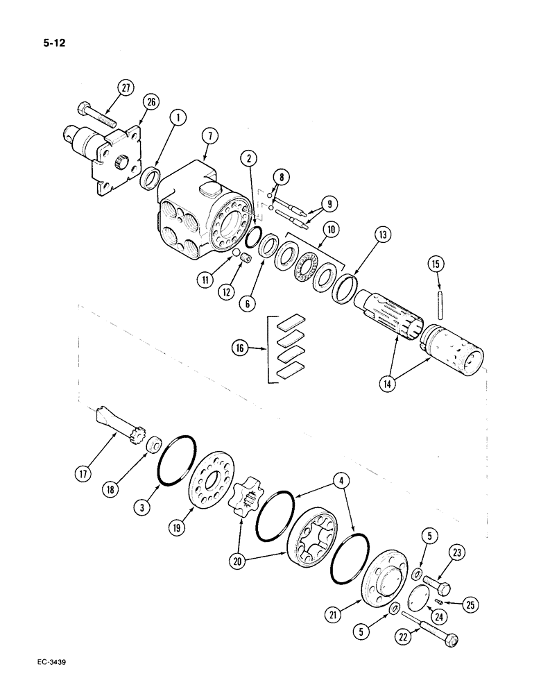 Схема запчастей Case IH 1896 - (5-12) - HYDROSTATIC STEERING PUMP, DANFOSS, TWO WHEEL DRIVE TRACTORS (05) - STEERING