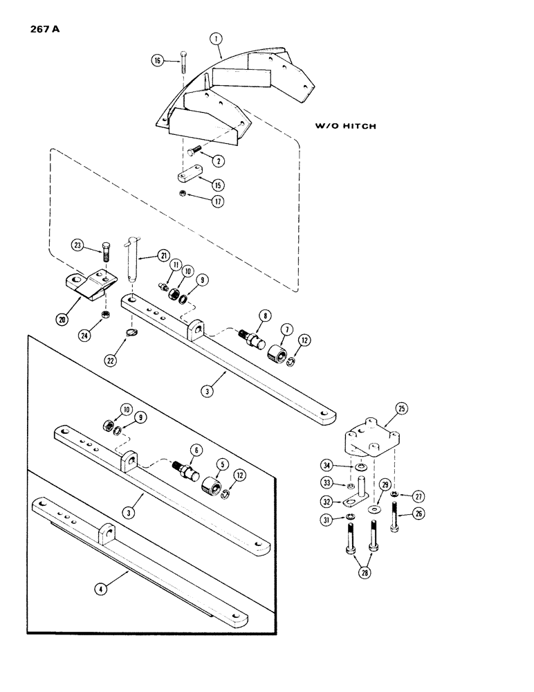 Схема запчастей Case IH 970 - (267A) - DRAWBAR, WITHOUT HITCH (09) - CHASSIS/ATTACHMENTS