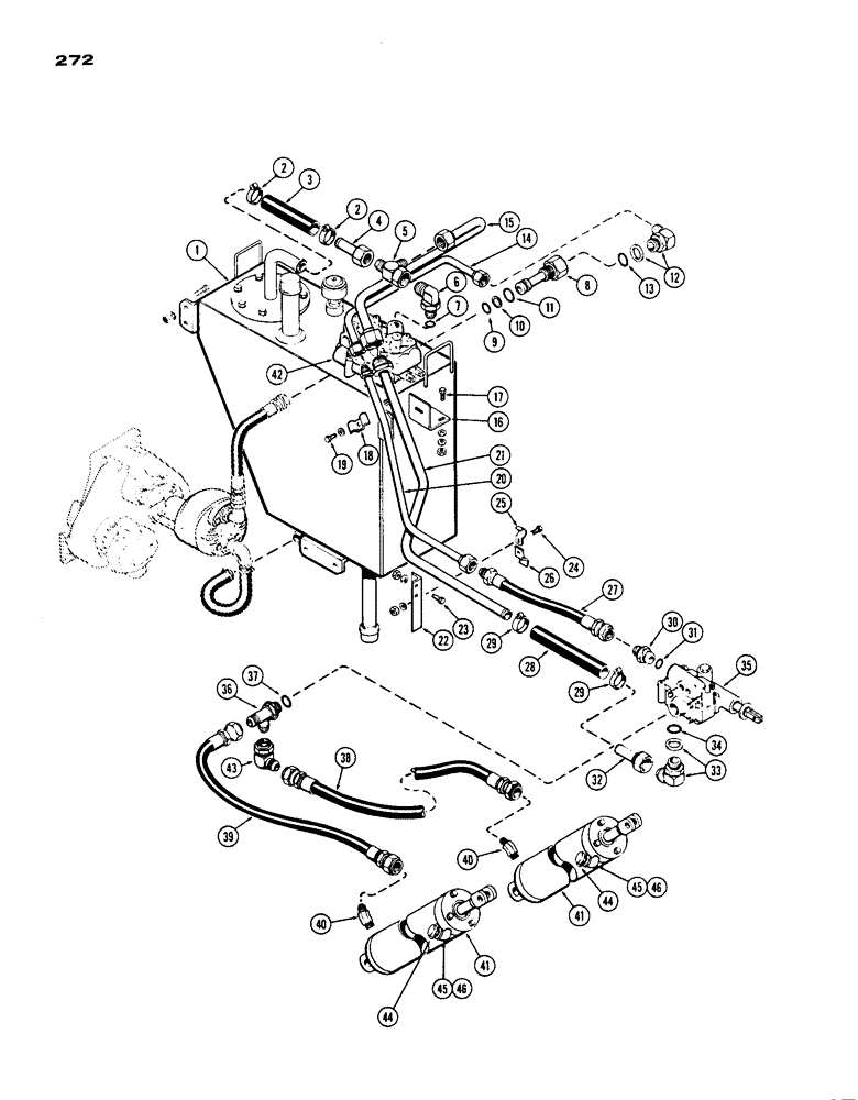 Схема запчастей Case IH 1200 - (272) - THREE POINT HITCH HYDRAULIC SYSTEM (08) - HYDRAULICS