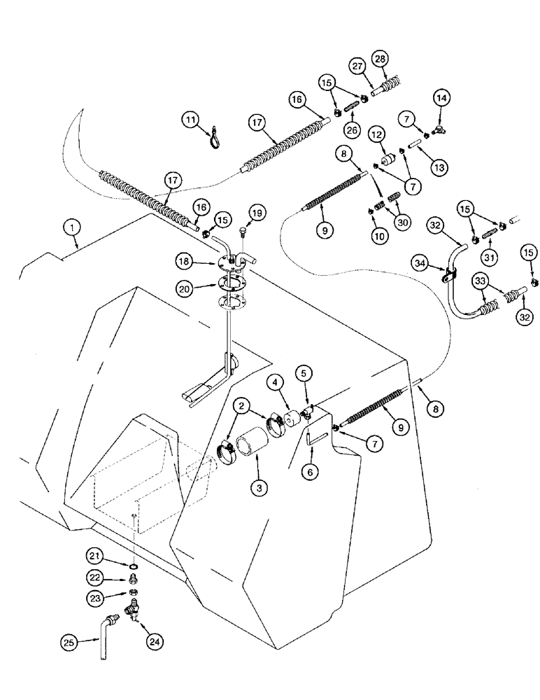 Схема запчастей Case IH 8920 - (3-018) - FUEL LINES, MODELS WITH ONE FUEL TANK (03) - FUEL SYSTEM