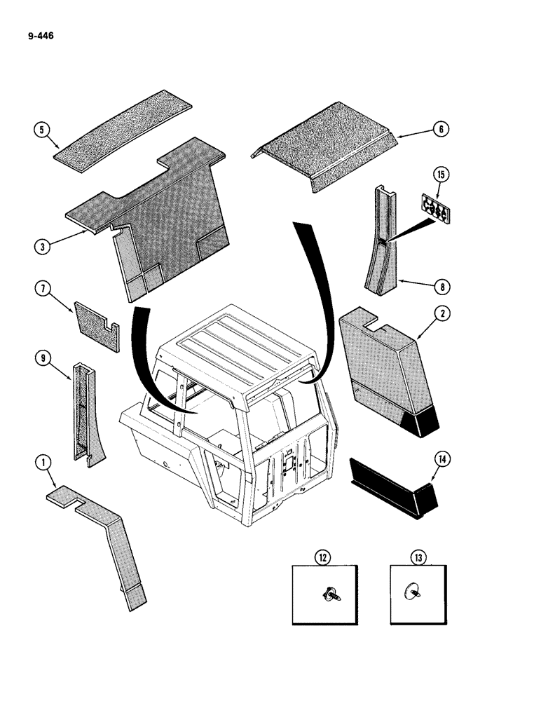 Схема запчастей Case IH 2094 - (9-446) - CAB, ACOUSTICAL COVERS (09) - CHASSIS/ATTACHMENTS