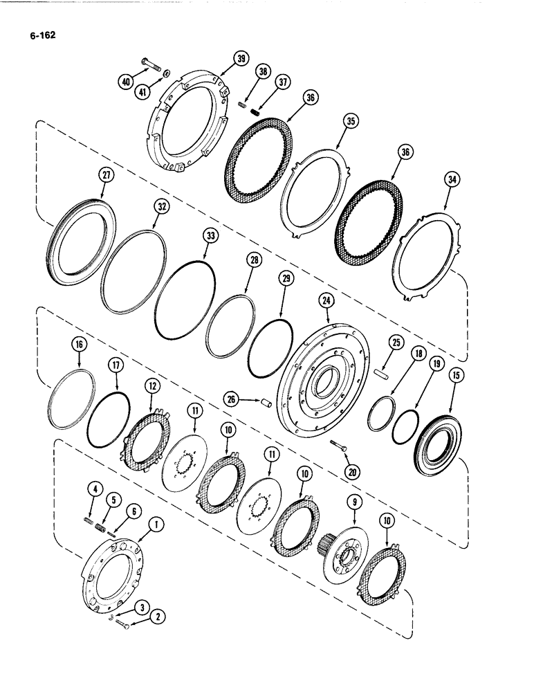 Схема запчастей Case IH 4494 - (6-162) - TRANSMISSION CLUTCH ASSEMBLY, (C1) AND (C4) CLUTCHES, PRIOR TO TRANSMISSION SERIAL NO. 16258468 (06) - POWER TRAIN